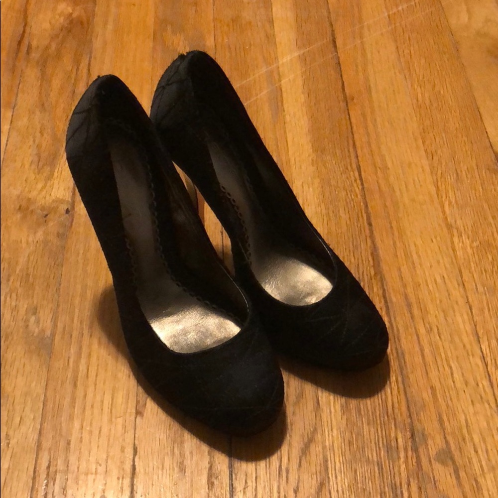 Bebe quilted satin round toe pump